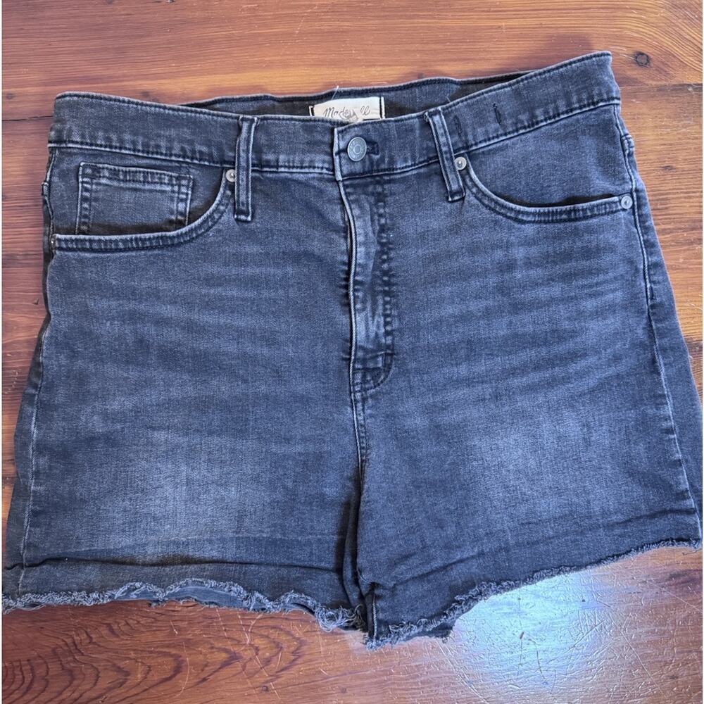 Madewell High Rise Denim Shorts Women's Black Jean Cut Offs Stretch Size 32